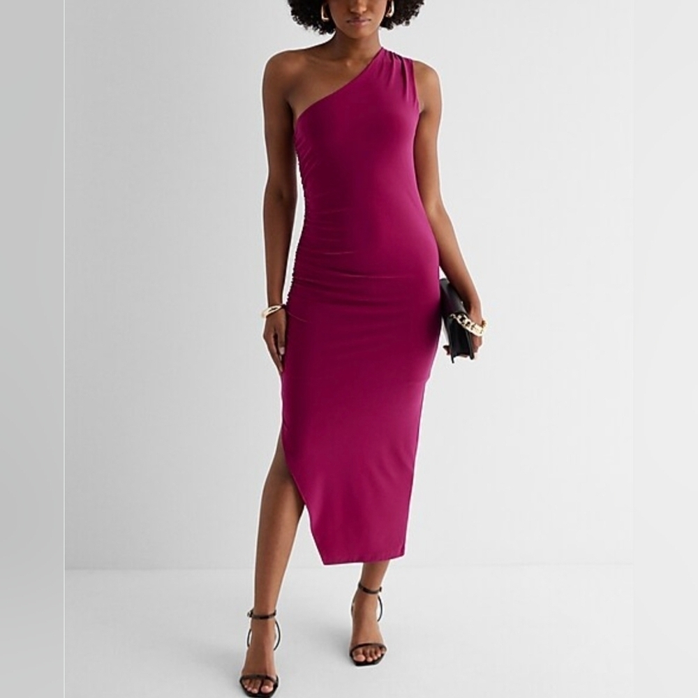 NEW...EXPRESS...Elegant One-Shoulder Purple Dress..SIZE:S